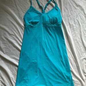 Athleta Teal Turquoise Blue Strappy Athletic Dress Athleisure Swim Dress Tennis